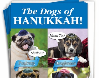 12 Funny Chanukah Greeting Cards Bulk Pack w/ Envelopes (1 Design12 Each)  Pack of Dogs Of Hanukkah Hanukkah Cards, For Him For Her