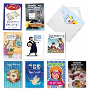10 Assorted Set Funny Passover Greeting Cards - Passover Party - Funny ...