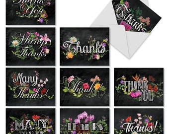 m2988tyg botanical collages 10 assorted thank you note cards