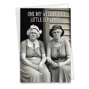 Funny Birthday Greeting Card with Envelope (1 Card) Bday Nice Old Ladies, For Him For Her - NobleWorks