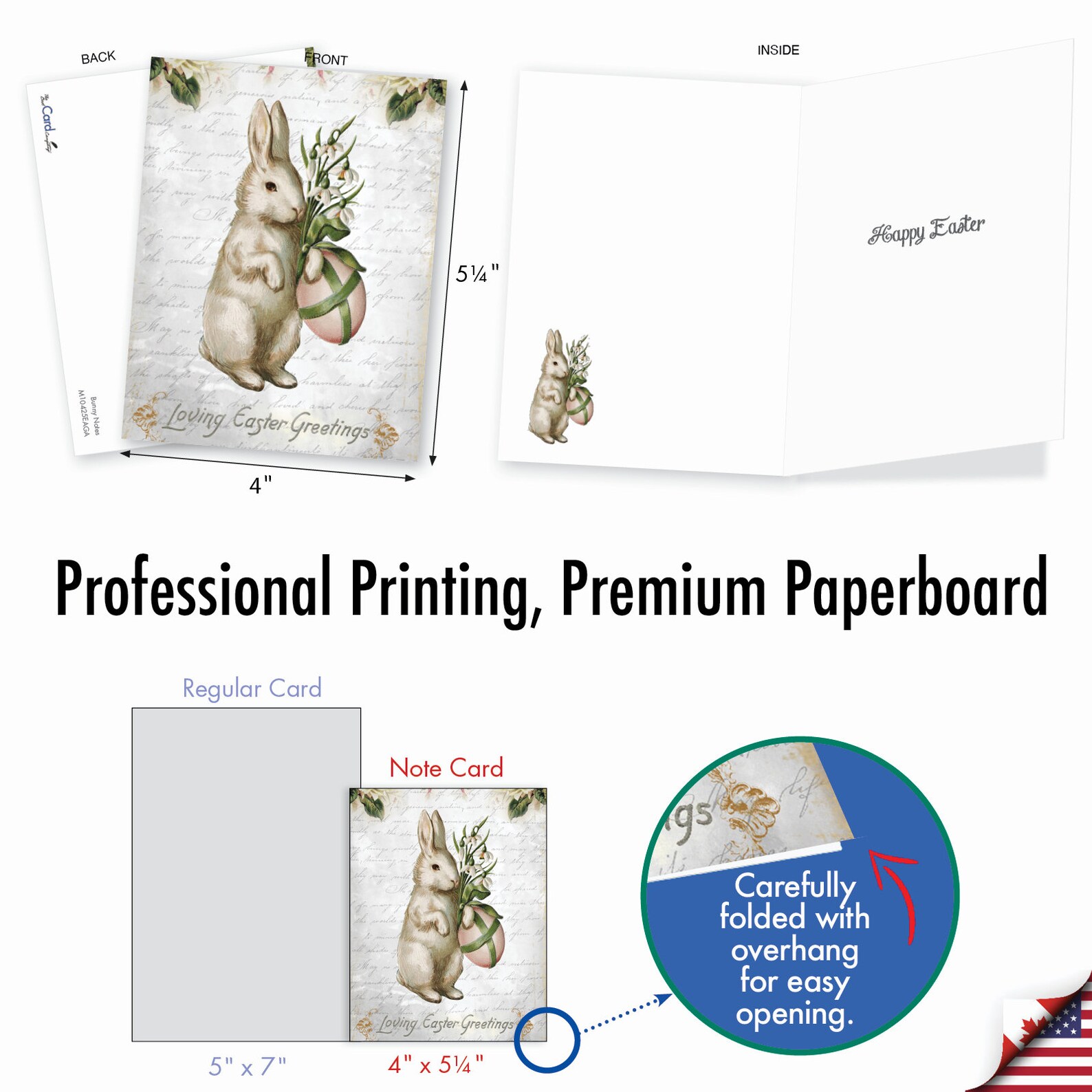 20 Assorted Easter Notecards Set 4 X 5.12 Inch With Envelopes (10 ...