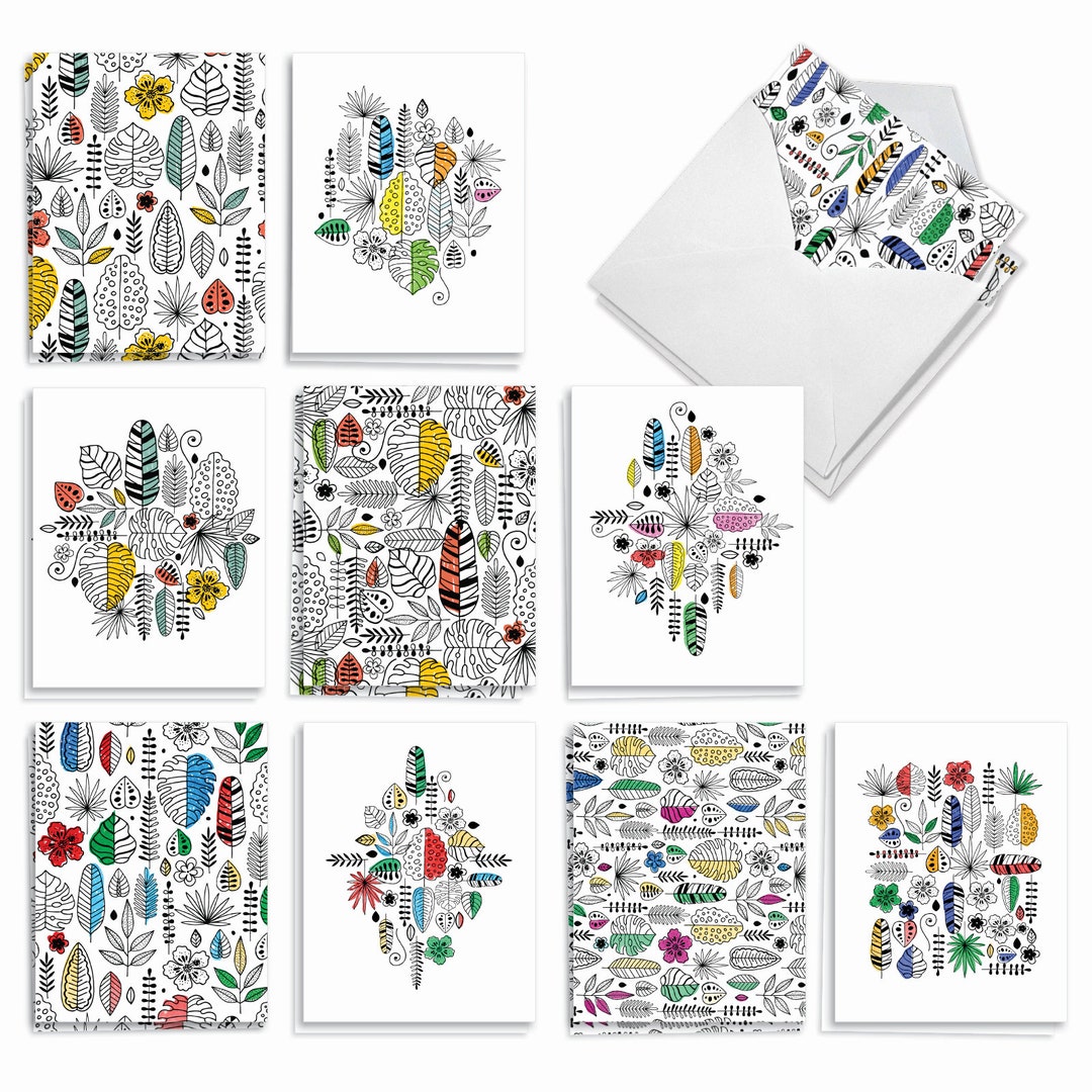 20 Assorted Blank Notecards Bulk Set 4 X 5.12 Inch With Envelopes (10 ...