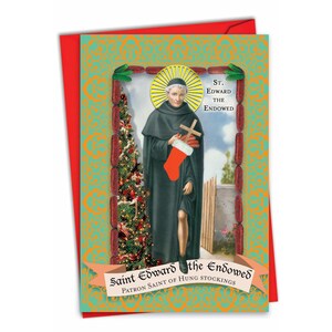 Funny Christmas Greeting Card with Envelope - Merry Christmas Holiday St Edward the Endowed , For Him For Her