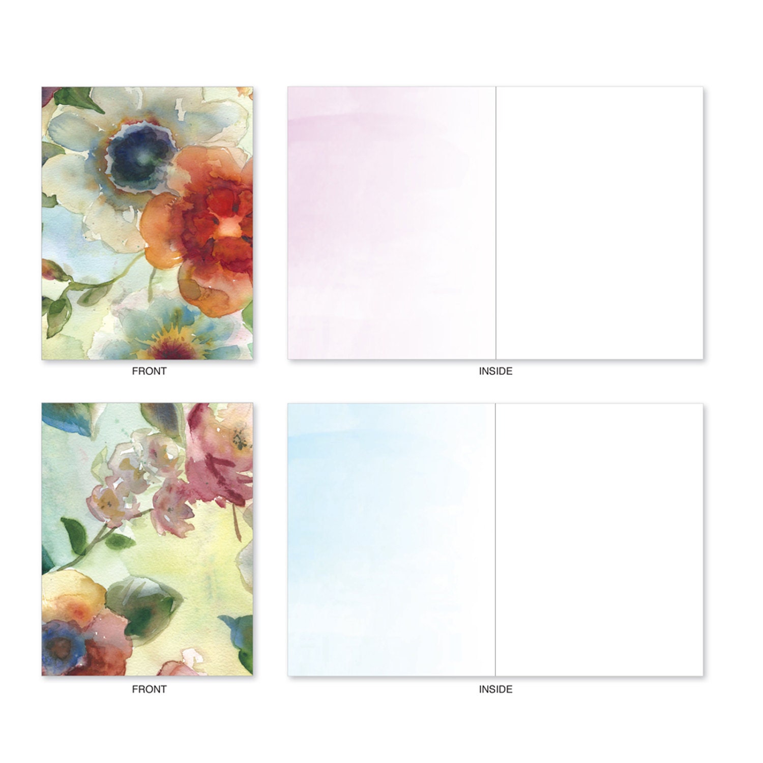 M3314 Watercolor Botanicals: 10 Assorted Blank All-occasion - Etsy