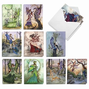 20 Assorted Blank Notecards Bulk Pack 4 x 5.12 Inch with Envelopes (10 Designs2 Each)  Fantastic Faeries