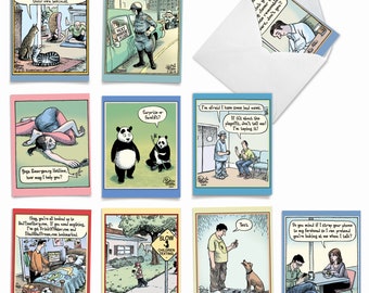 10 Assorted Funny Blank Notecards  Set 4 x 5.12 Inch with Envelopes (10 Designs, 1 Each) VERY BIZARRO: 10 Assorted Blank Note Cards.