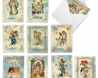 10 Assorted Thank You Notecards  Set 4 x 5.12 Inch with Envelopes (10 Designs, 1 Each) ANGELIC NOTES: 10 Assorted Thank You Note Cards.