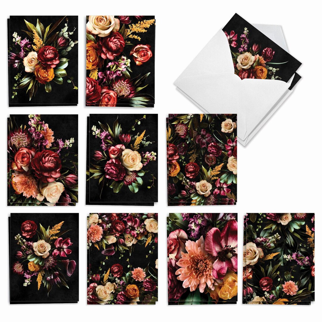 20 Assorted Blank Notecards Set 4 X 5.12 Inch With Envelopes (10 ...