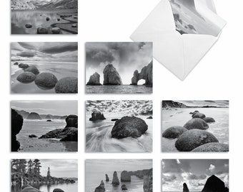 10 Assorted Blank Notecards Bulk Pack Set 4 x 5.12 Inch with Envelopes (10 Designs, 1 Each) ON THE ROCKS: 10 Assorted All-Occasion Note Ca..