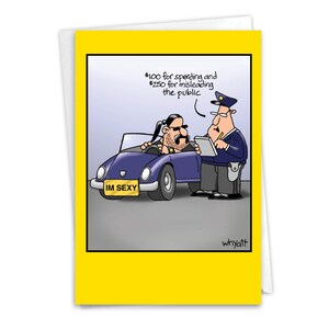 Very Funny Birthday Greeting Card w/ Envelope (1 Card) Bday I&#39;m Sexy - Convertible Car - Pony Tail, For Him For Her