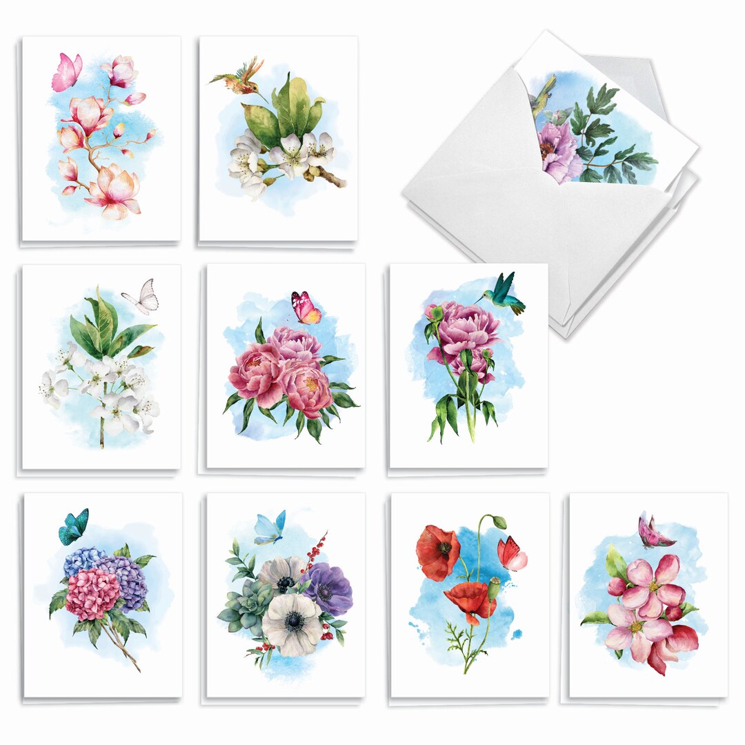 20 Assorted Blank Note Cards Bulk Pack 4 X 5.12 Inch With Etsy