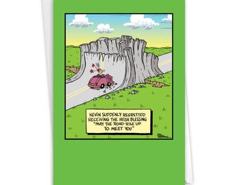 Funny St. Patricks Day Greeting Card with 5 x 7 Inch Envelope (1 Card)  May The Road Rise Up - NobleWorks