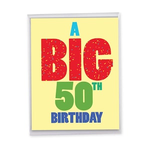 Jumbo 50th Birthday Greeting Card 8.5 x 11 Inch w/ Envelope (1 Pack) Big, Jumbo Bday Big 50, For Him For Her
