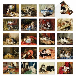 20 Assorted Blank Notecards  Set 4 x 5.12 Inch with Envelopes (20 Designs, 1 Each) Classic Cats