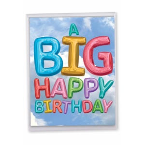 Jumbo Birthday Greeting Card From Us 8.5&quot;x11&quot; (1 Pack) Big, Jumbo Bday Inflated Messages | Envelope(s) Included | Made in the USA