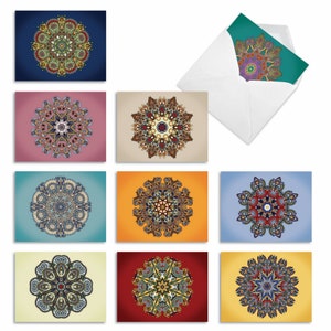 10 Assorted Blank Notecards Pack Set 4 x 5.12 Inch with Envelopes (10 Designs, 1 Each) MANDALA MANIA: 10 Assorted Blank Note Cards...