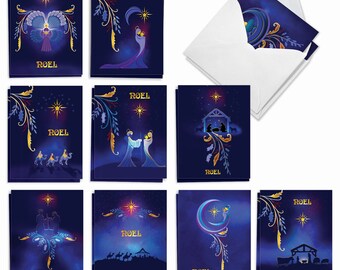 20 Assorted Christmas Thank You Notecards Bulk Pack 4 x 5.12 Inch with Envelopes (10 Designs2 Each)  Nouveau Noel