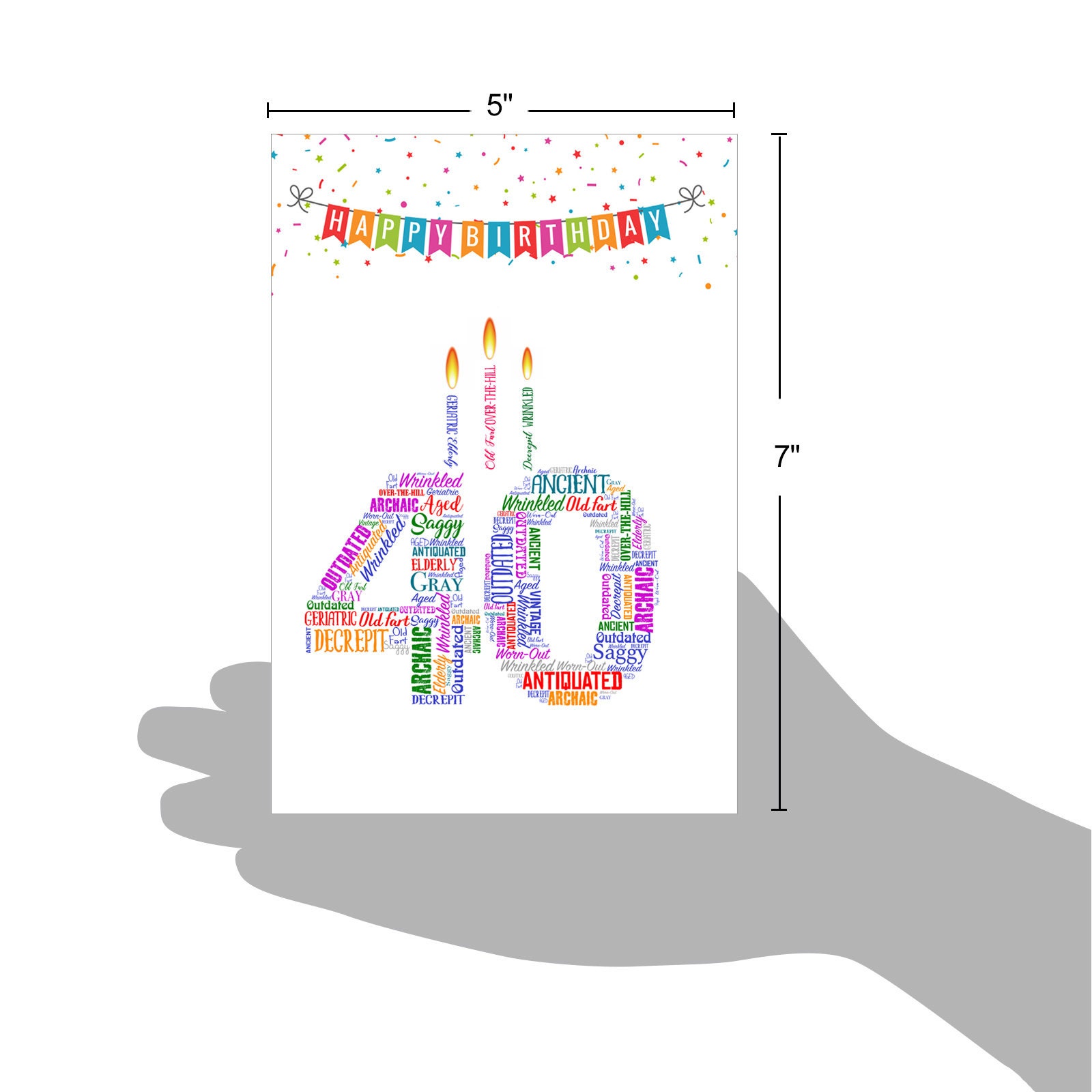 40th Milestone Birthday Greeting Card With 5 X 7 Inch Envelope - Etsy