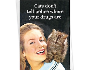 Funny Birthday Card - Mum Cats - Single Card w/ Envelope - NobleWorks, C7261BDG