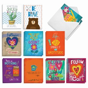 20 Assorted Friendship Notecards Bulk Bulk Pack 4 x 5.12 Inch w/ Envelopes (10 Designs2 Each)  Encouraging Words, For Him For Her