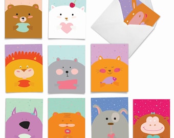 10 Assorted Blank All Occasions Notecards - Fur You - 10 Designs w/ Envelopes - M6584OCB