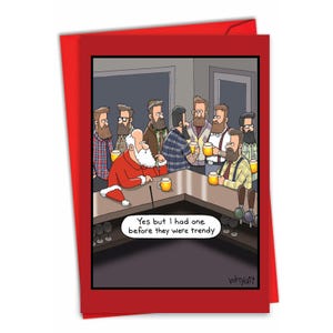 Christmas Greeting Card w/ Envelope (1 Card) Merry Christmas Holiday Christmas Hipsters, For Him For Her