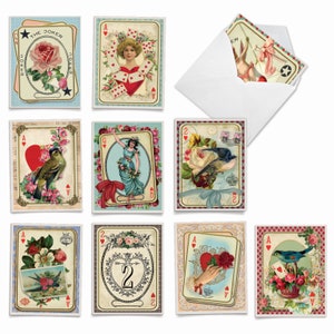 10 Assorted Valentine&#39;s Day Notecards Packed Set 4 x 5.12 Inch with Envelopes (10 Designs, 1 Each) All Decked Out