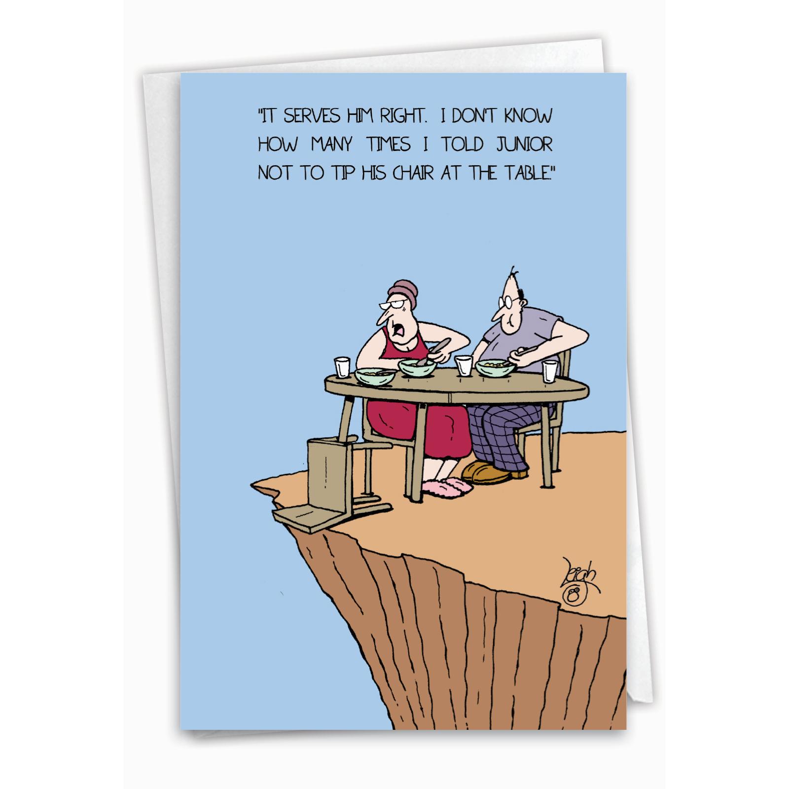 Fall off Chair and Mountain Birthday Mother- Funny Birthday Card with Envelope for Him or Her Eco-friendly High-Quality Cardstock