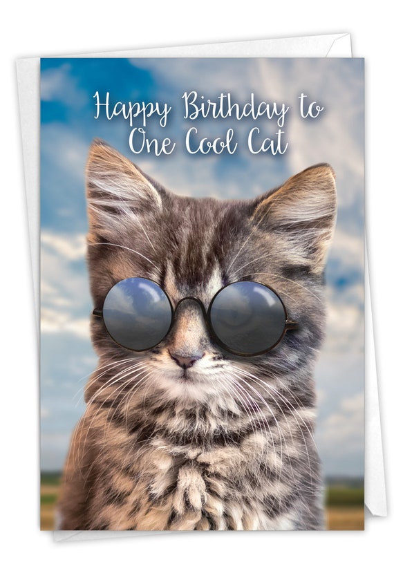 Happy Birthday Cat Images Funny The Best Card Company Funny Cat Happy Birthday Card With - Etsy
