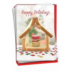 12 Hilarious Christmas Greeting Cards Bulk Pack with 5 x 7 Inch Envelopes (1 Design12 Each)  Ginger Bread House