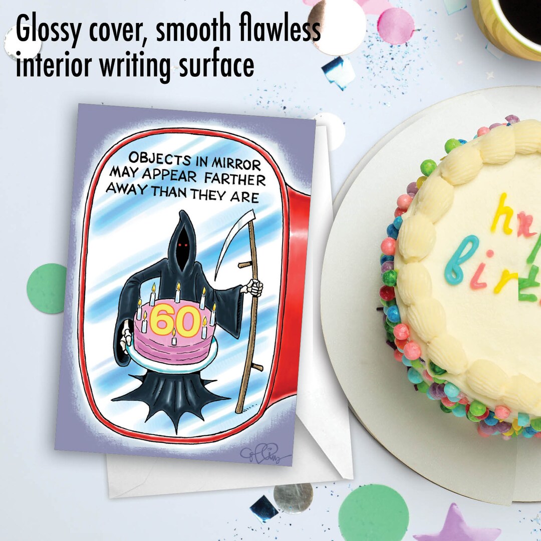 Funny 60th Milestone Blank Birthday Greeting Card With Envelope - Bday ...