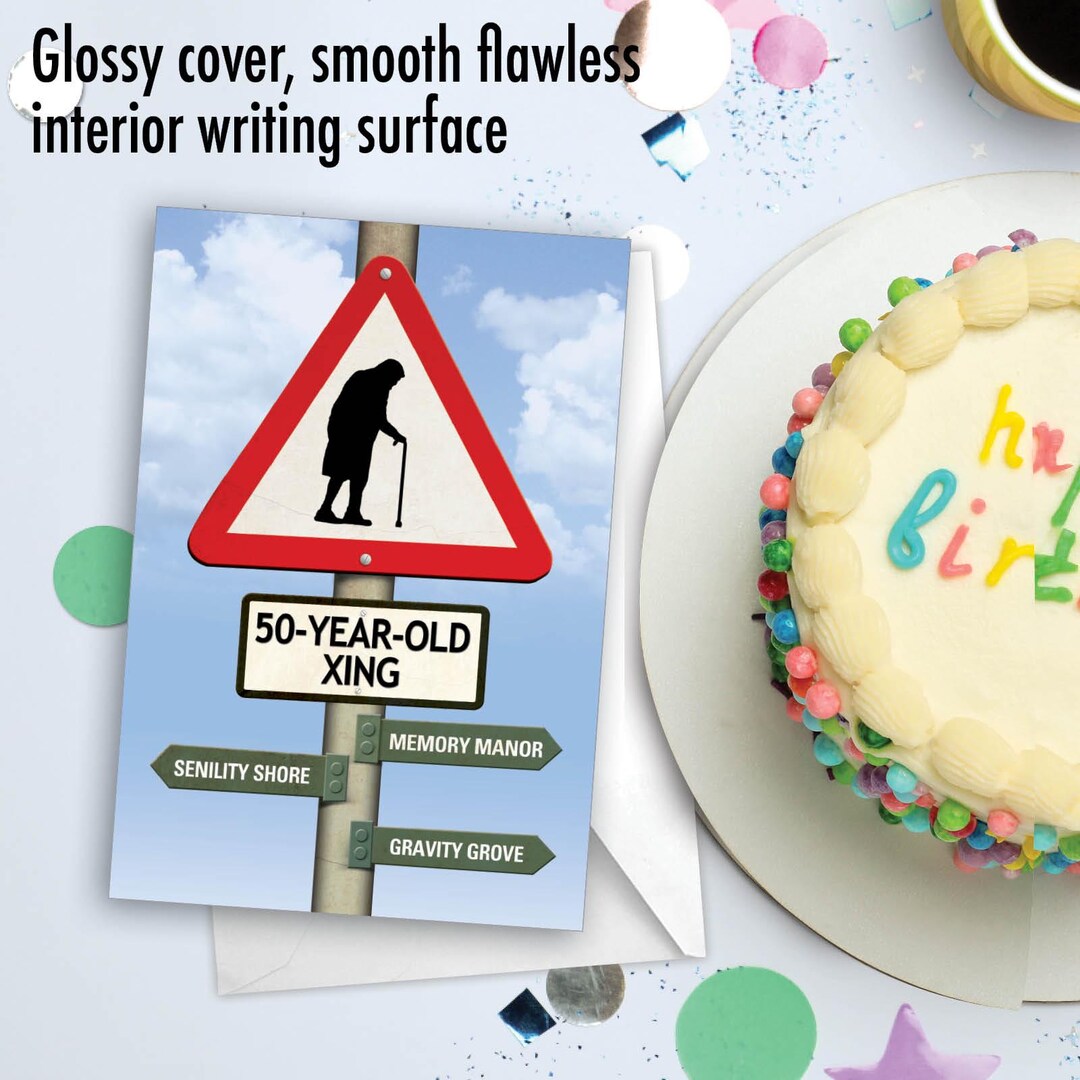 Funny 50th Milestone Blank Birthday Greeting Card (1 Card) Bday 50 Year ...