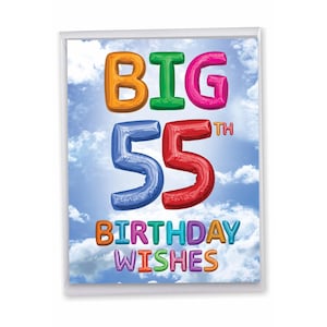 Jumbo 55th Birthday Milestone Greeting Card (From Us) 8.5&quot;x11&quot; (1 Pack) Large Jumbo Inflated 55 | Envelope(s) Included | Made in the USA