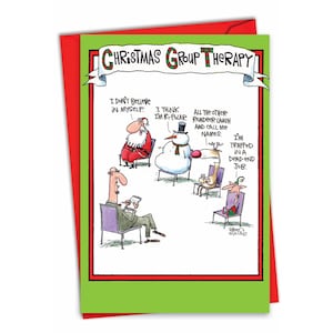 Funny Christmas Greeting Card w/ Envelope (1 Card) Merry Christmas Holiday Group Therapy, For Him For Her