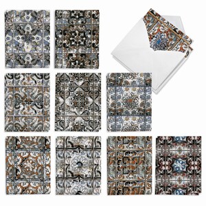 20 Assorted Blank All Occasions Notecards - Tattered Tiles - 10 Designs, 2 Each w/ Envelopes - AM9519OCB-B2X10