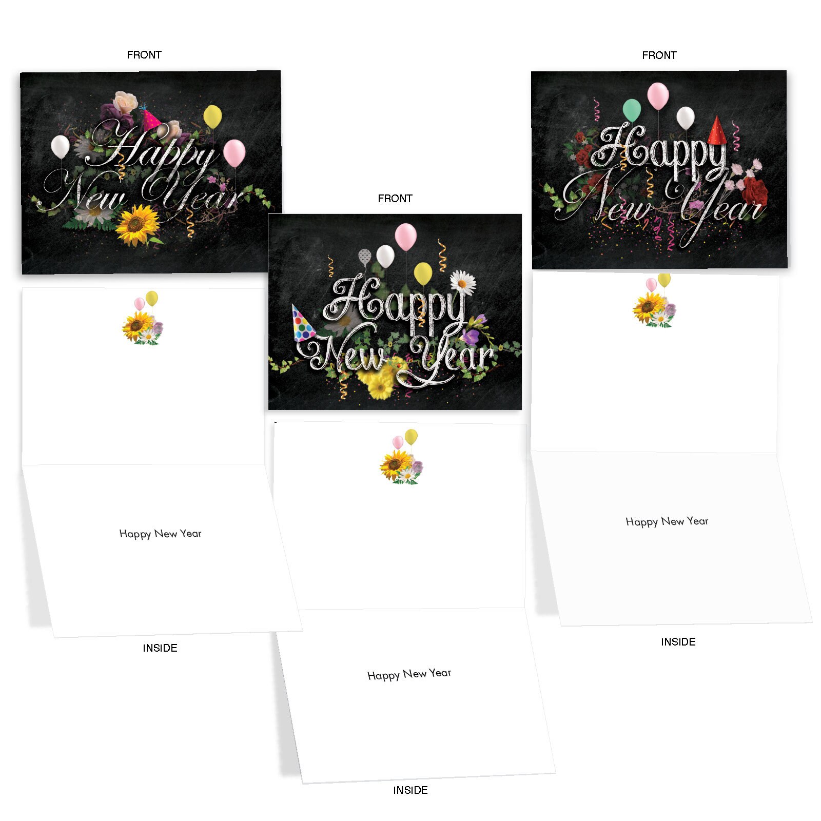 10 Assorted New Year Notecards Pack Set 4 X 5.12 Inch With - Etsy