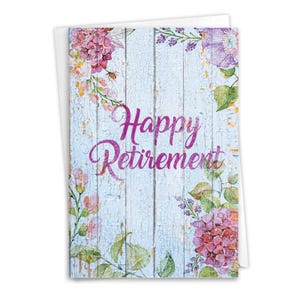 Retirement Greeting Card w/ Envelope (1 Card)  Co-WorkerGood LuckBlooming Driftwood, For Him For Her