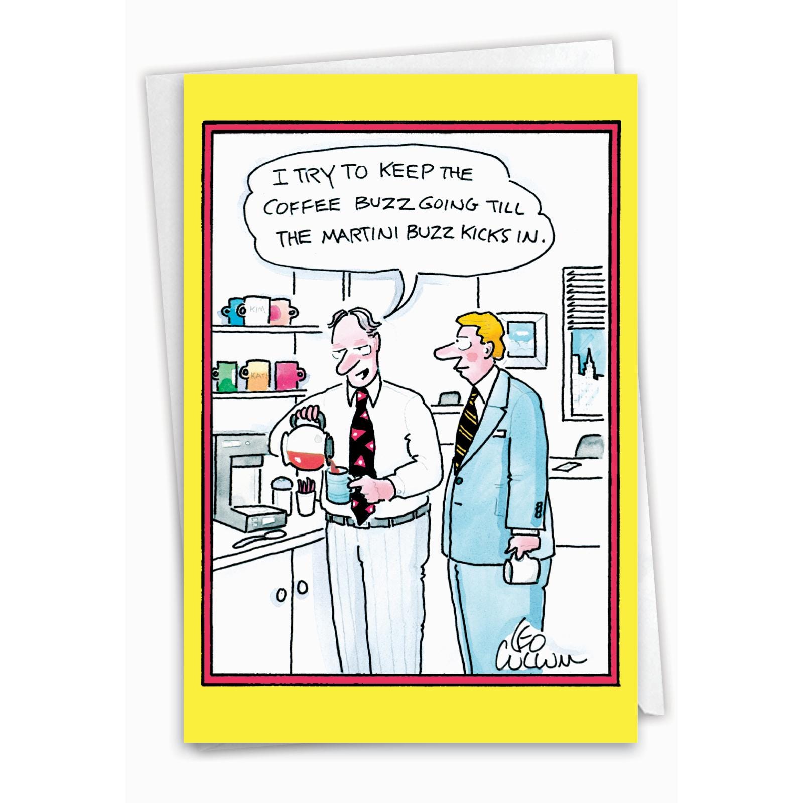 Coffee Buzz Birthday- Funny Birthday Card with Envelope for Him or Her Eco-friendly High-Quality Cardstock