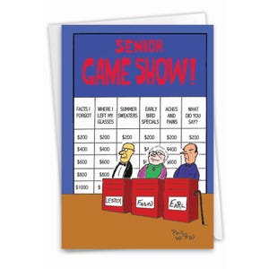 Funny Blank All Occasions Greeting Card w/ Envelope (1 Card) Blank All Occasions Senior Jeopardy, For Him For Her