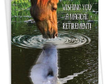 The Best Card Company Retirement Greeting Card with 5 x 7 Inch Envelope (1 Card) Co-Worker, Good Luck Aspirations Horse C7076HRTG