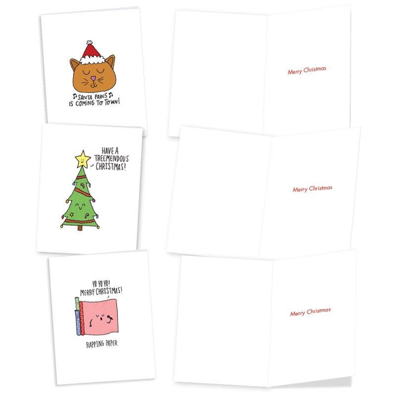 10 Assorted Christmas Note Cards Bulk Pack Set 4 X 5.12 Inch Etsy