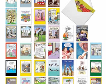36 Assorted Set Funny Birthday Greeting Cards (36 Designs, 1 Each) Bday Birthday Favorites | Envelope(s) Included | Made in the USA
