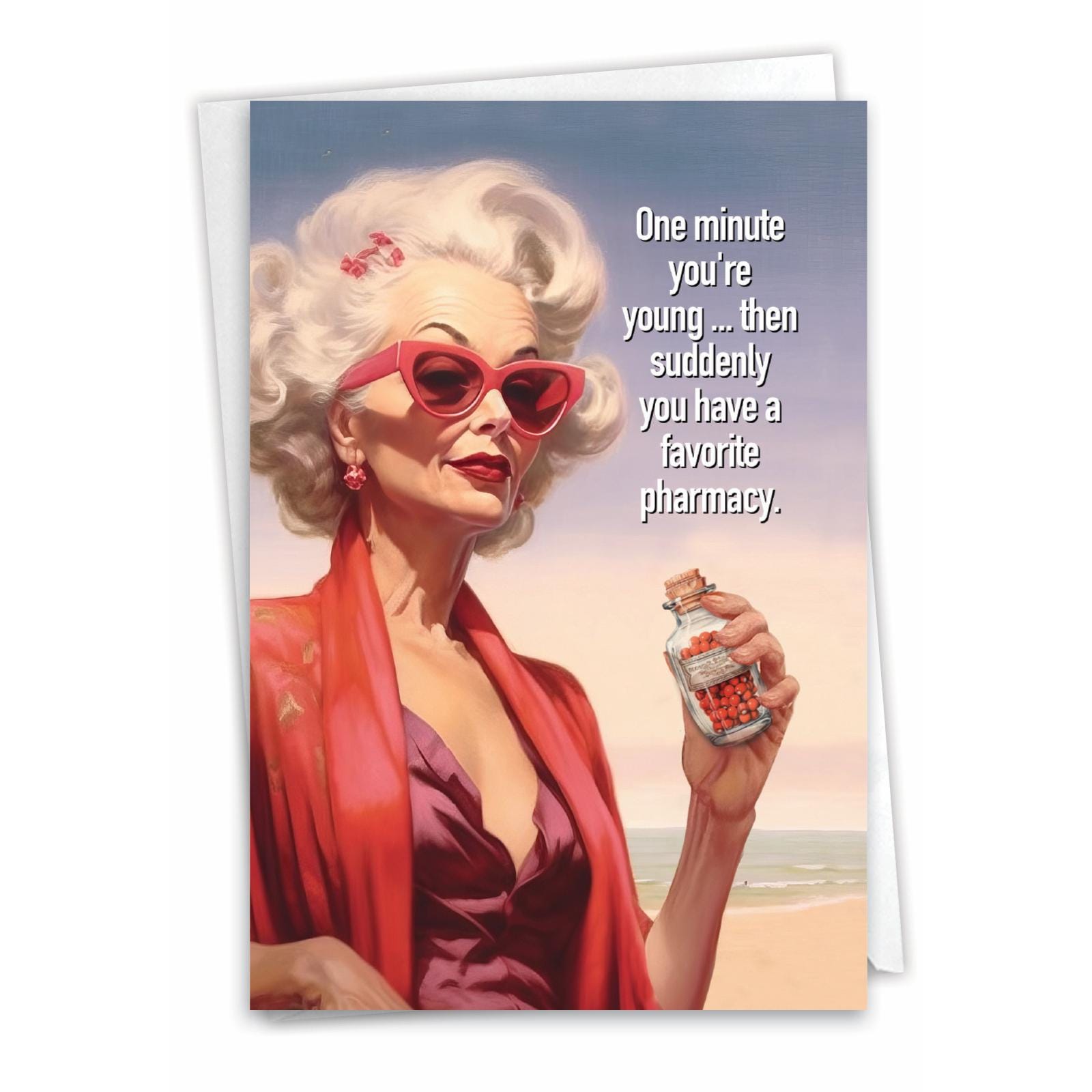 Humorous Birthday Greeting Card with 5 x 7 Inch Envelope (1 Card) Bday Favorite Pharmacy