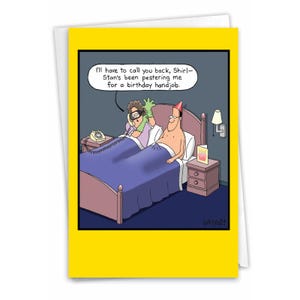 Funny Birthday Greeting Card w/ Envelope (1 Card) Bday Birthday Hand Job, For Him For Her
