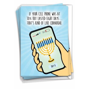 12 Funny Chanukah Greeting Cards ed Set with Envelopes (1 Design, 12 Each) Cell Phone Miracle, For Him For Her
