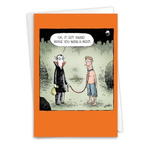 1 Funny Halloween Greeting Card - Weird Wolf | Vampire and Werewolf Joke, Adult Humor | For Boyfriend, Husband, Partner | Made in the USA