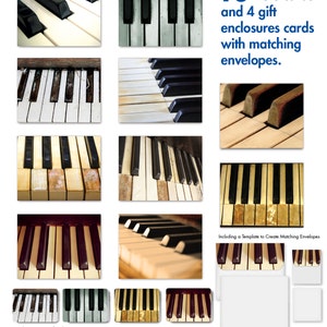 S2016 Keynotes: Digital Download of 10 Assorted Blank Note Cards Feature the Ebony and Ivory Piano Keys, W/Matching Envelopes image 1