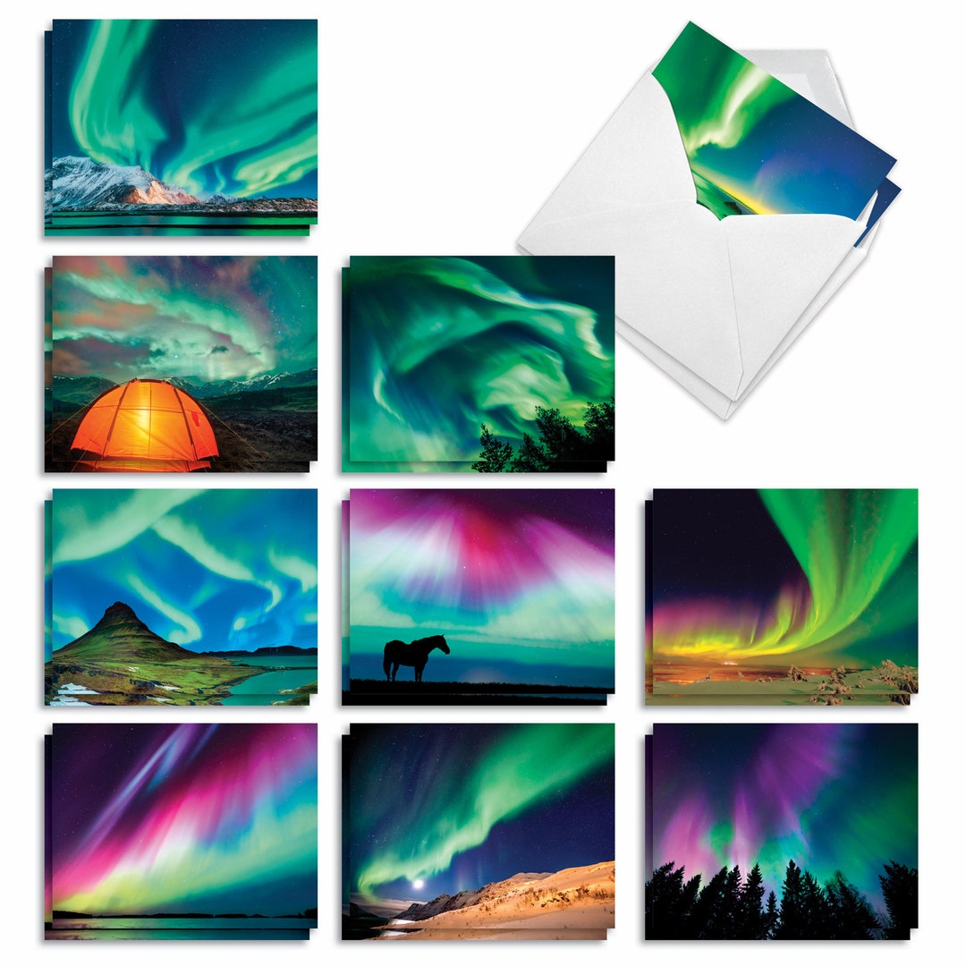 20 Assorted Blank Notecards Bulk Pack 4 X 5.12 Inch With Envelopes 10 Designs2 Each Aurora