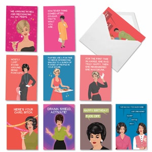 10 Assorted Set Humorous Birthday Greeting Cards w/5 x 7 Inch Envelopes (10 Designs, 1 Each) Happy and Blunt