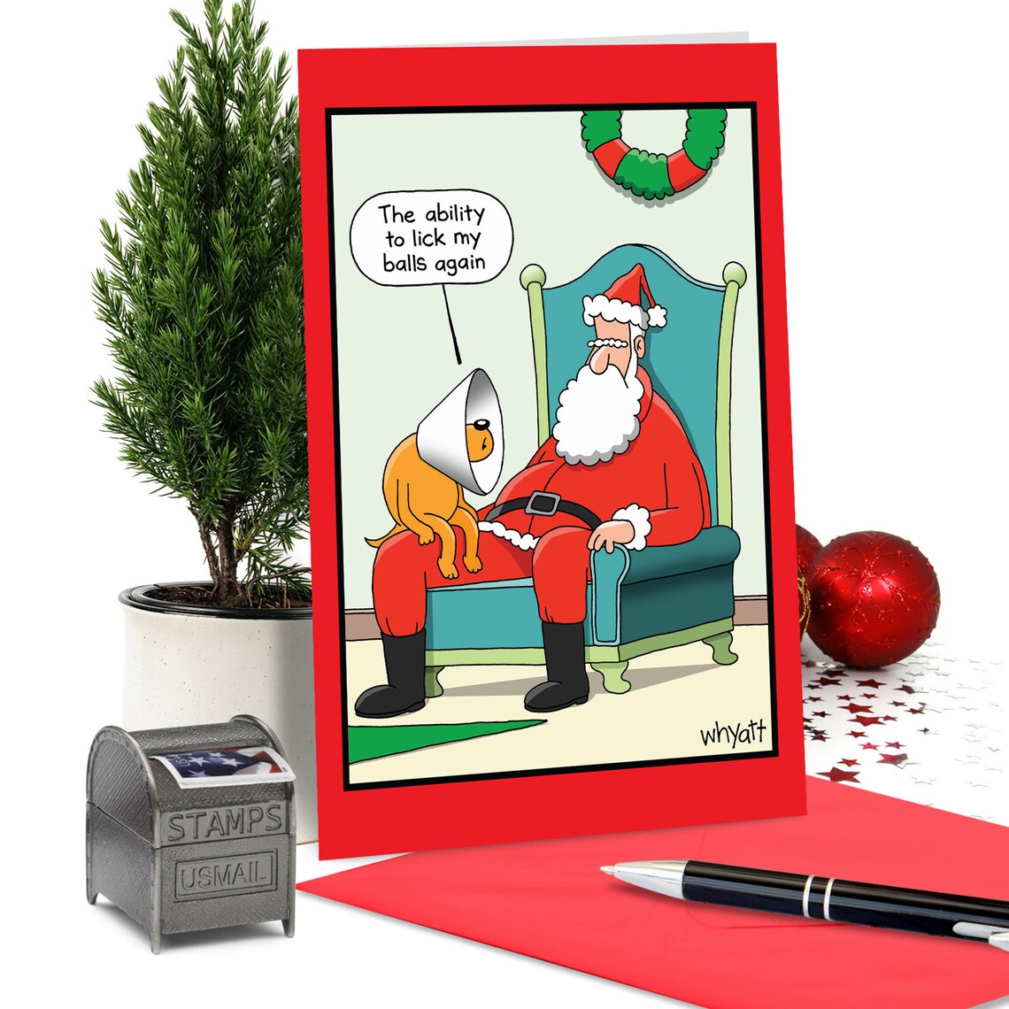 NobleWorks Cone Dog 12 Naughty Adult Christmas Cards Box Etsy